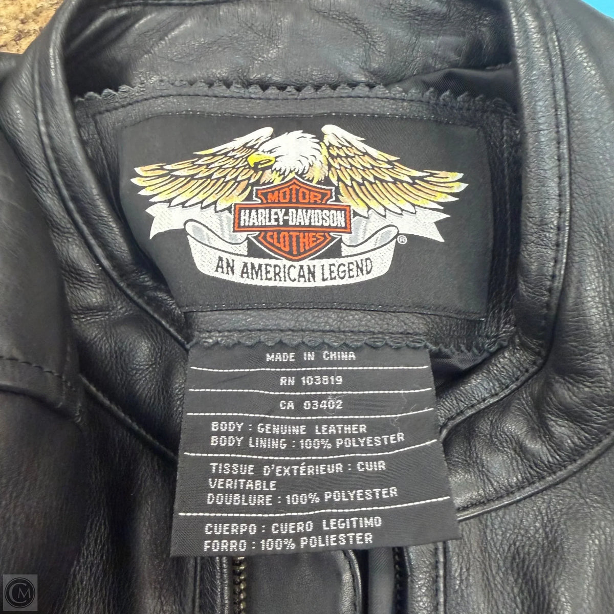 Jacket Leather By Harley Davidson In Black & Orange, Size: 2x