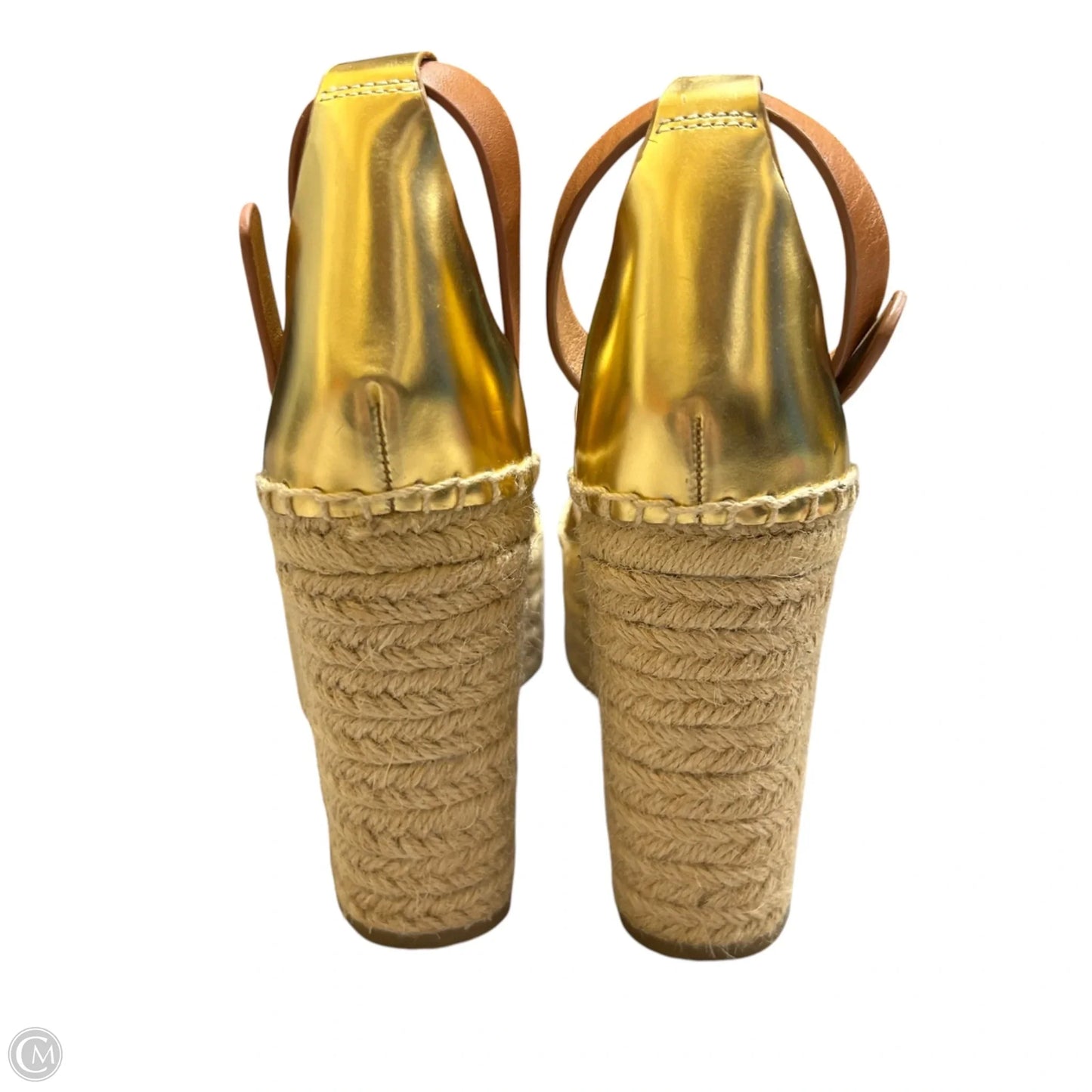 Sandals Designer By Tory Burch In Brown & Gold, Size: 8