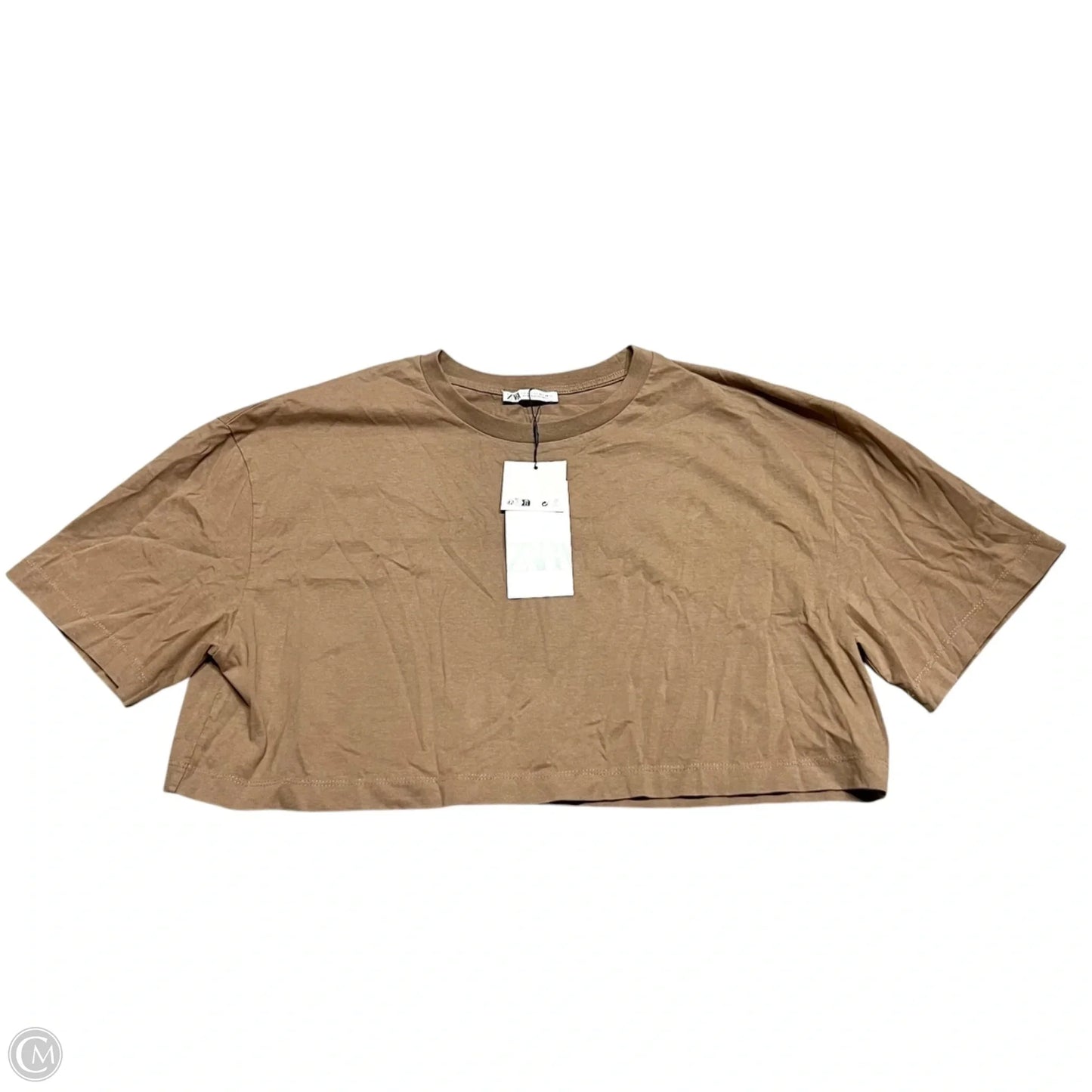 Top Short Sleeve Basic By Zara In Brown, Size: L