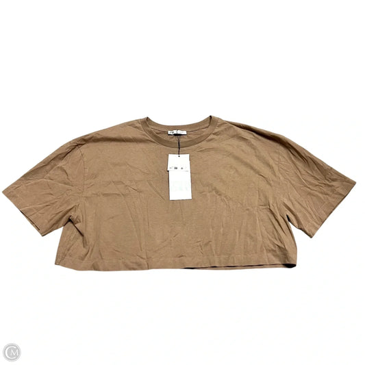 Top Short Sleeve Basic By Zara In Brown, Size: L