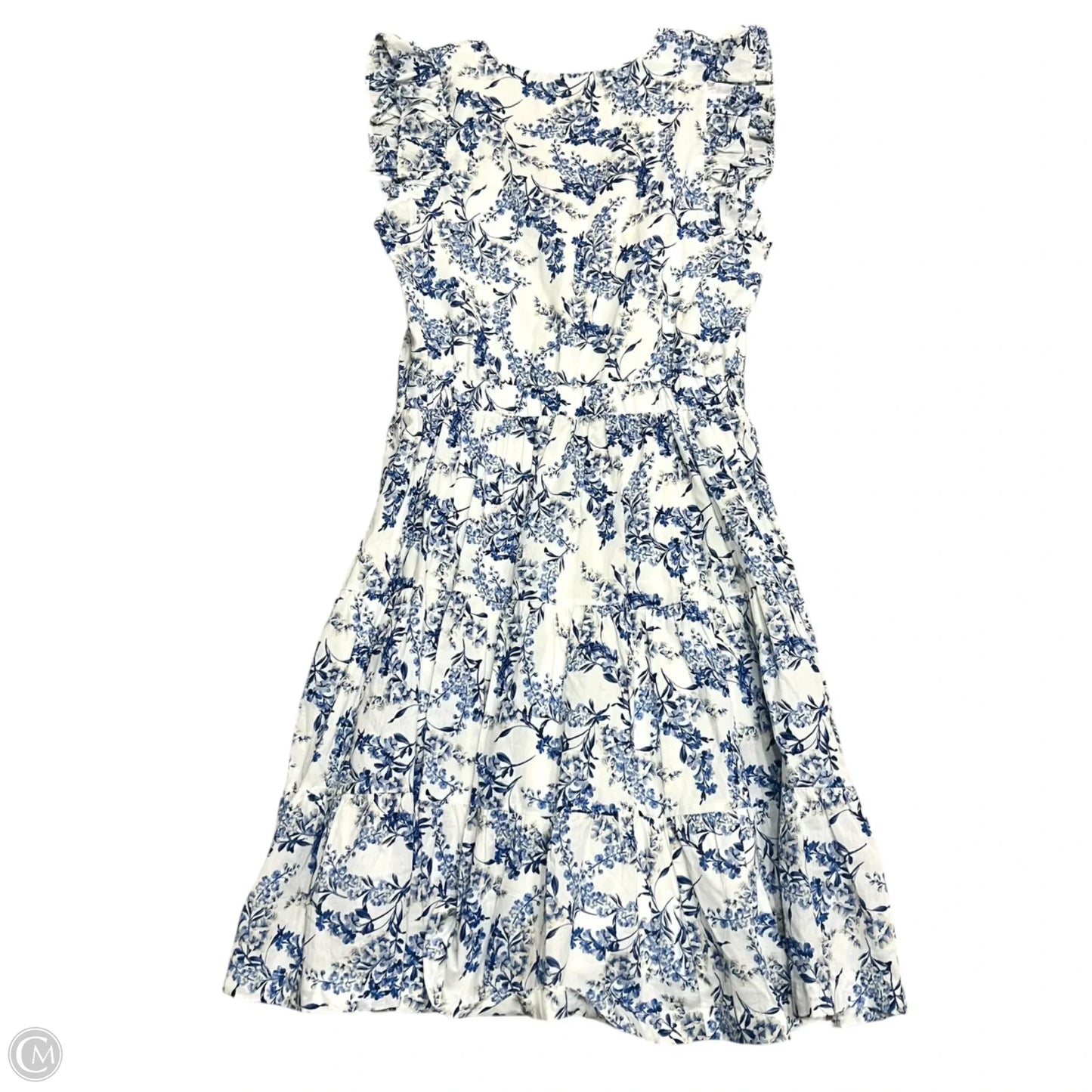 Dress Casual Midi By Taylor In Blue & Cream, Size: S