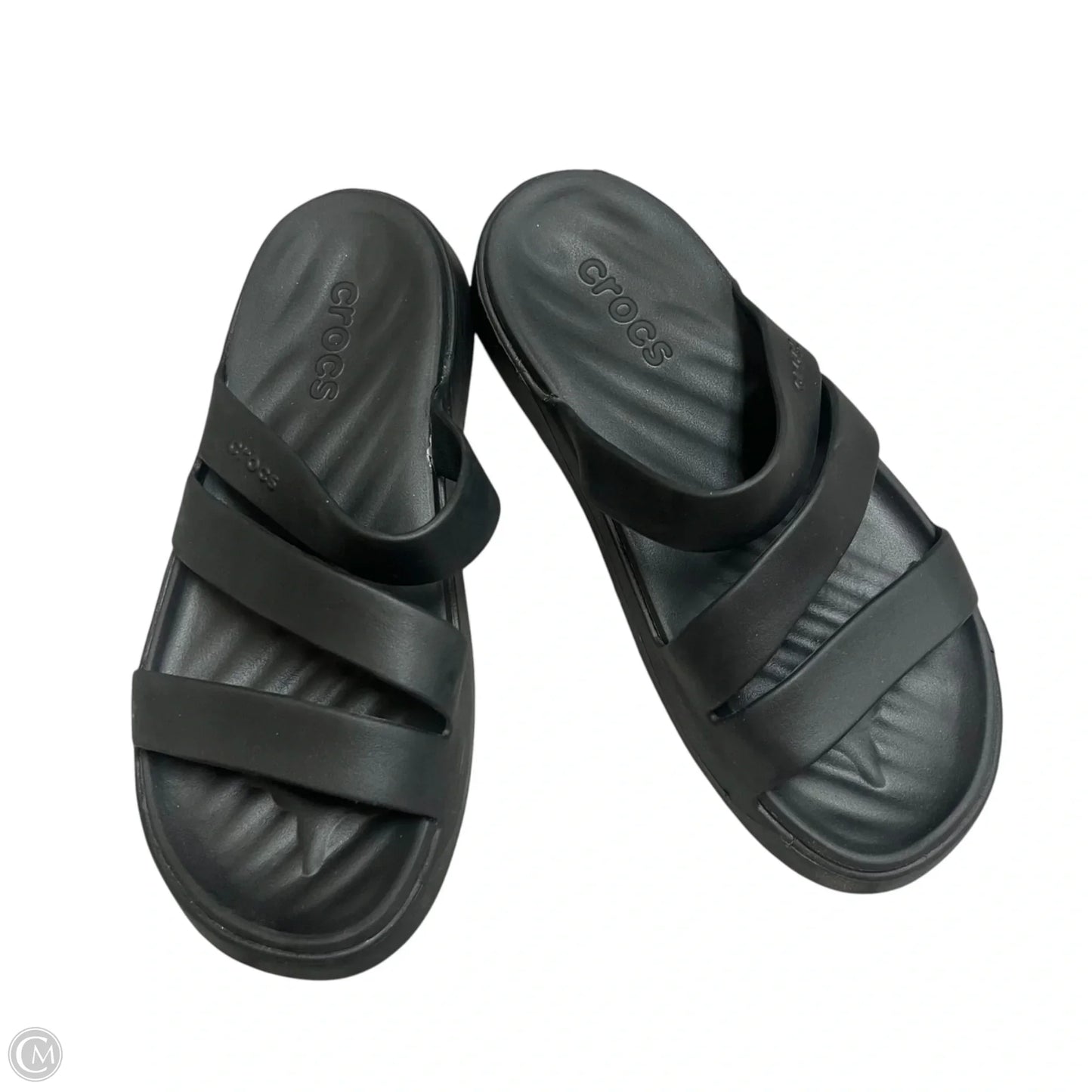 Sandals Flats By Crocs In Black, Size: 6