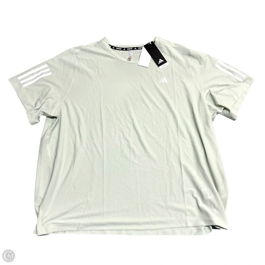 Athletic Top Short Sleeve By Adidas In Green, Size: 3x