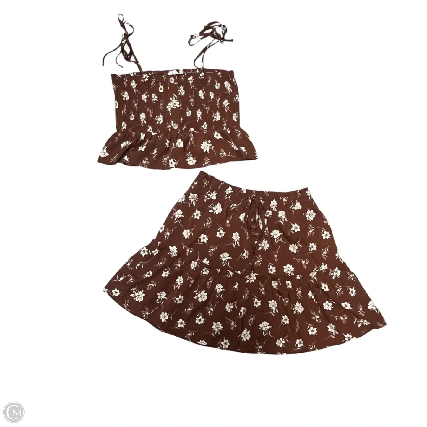 Skirt Set 2pc By Paper Crane In Brown & Cream, Size: M
