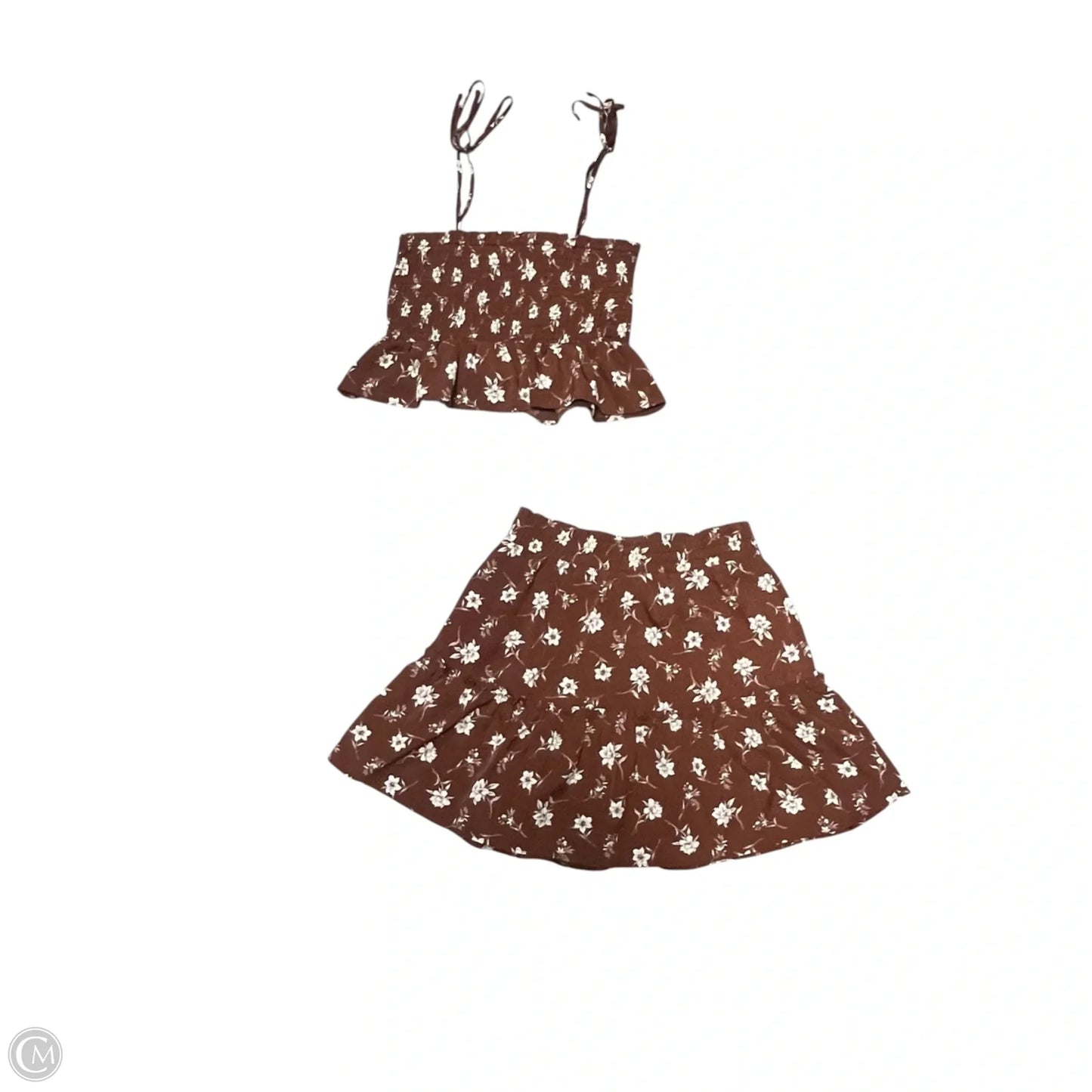 Skirt Set 2pc By Paper Crane In Brown & Cream, Size: M