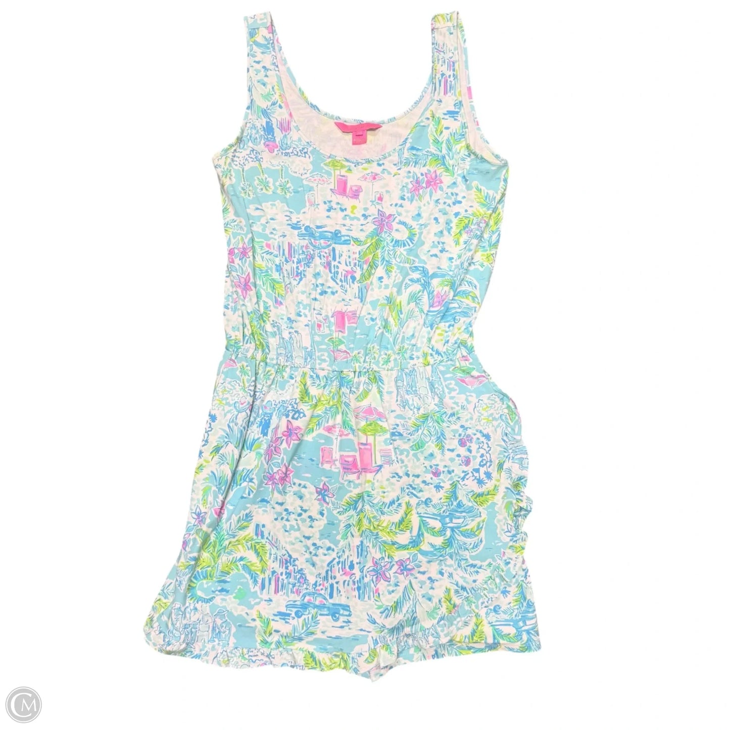 Romper Designer By Lilly Pulitzer In Blue & Green, Size: M