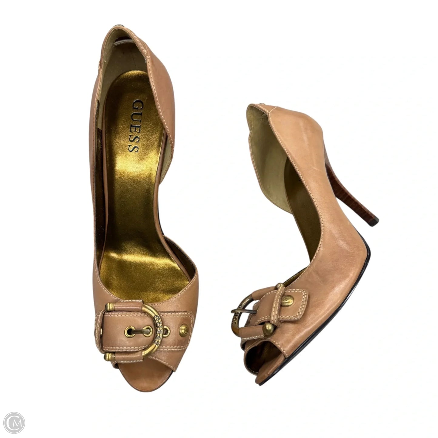 Sandals Heels Stiletto By Guess In Tan, Size: 9
