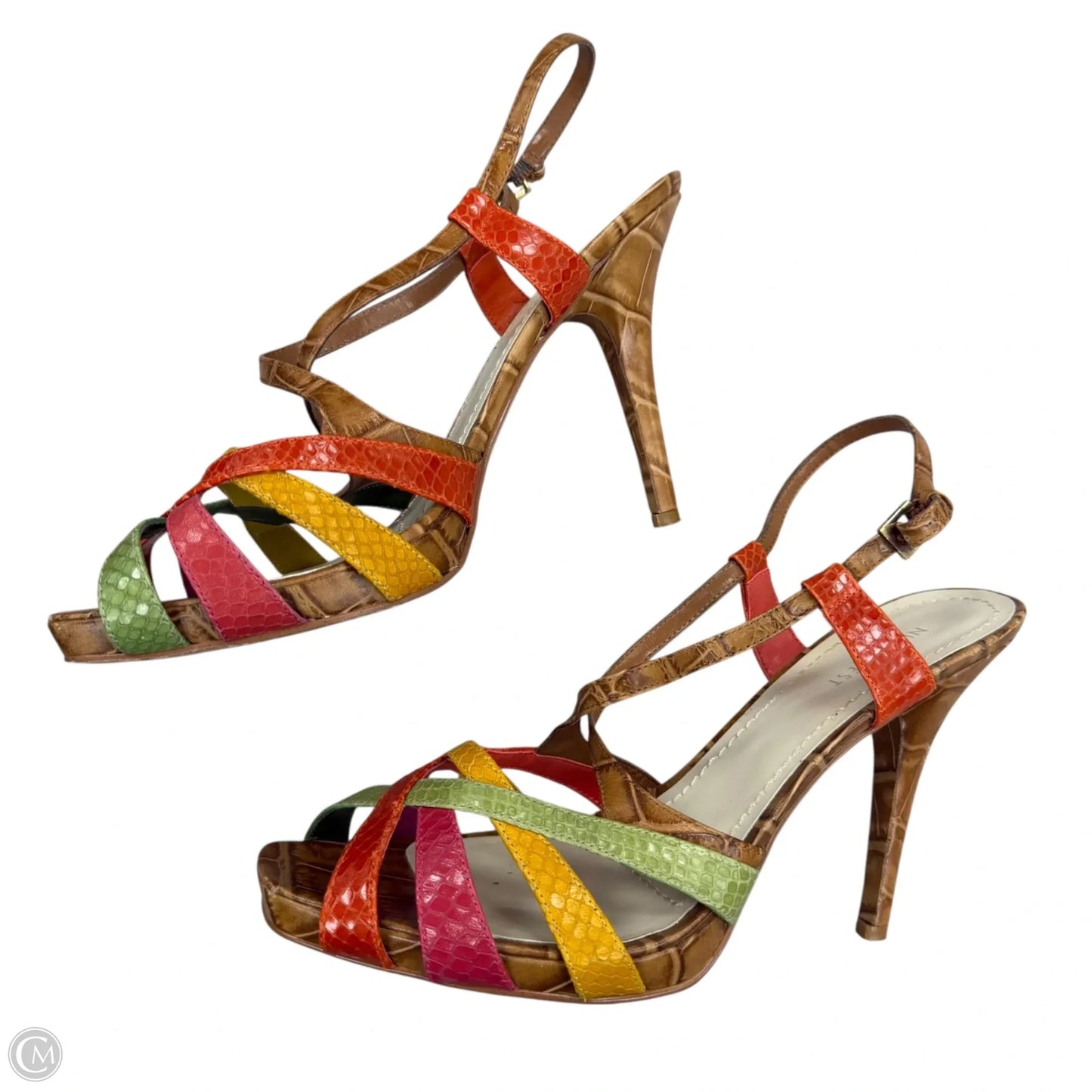 Sandals Heels Stiletto By Nine West In Orange & Tan, Size: 9
