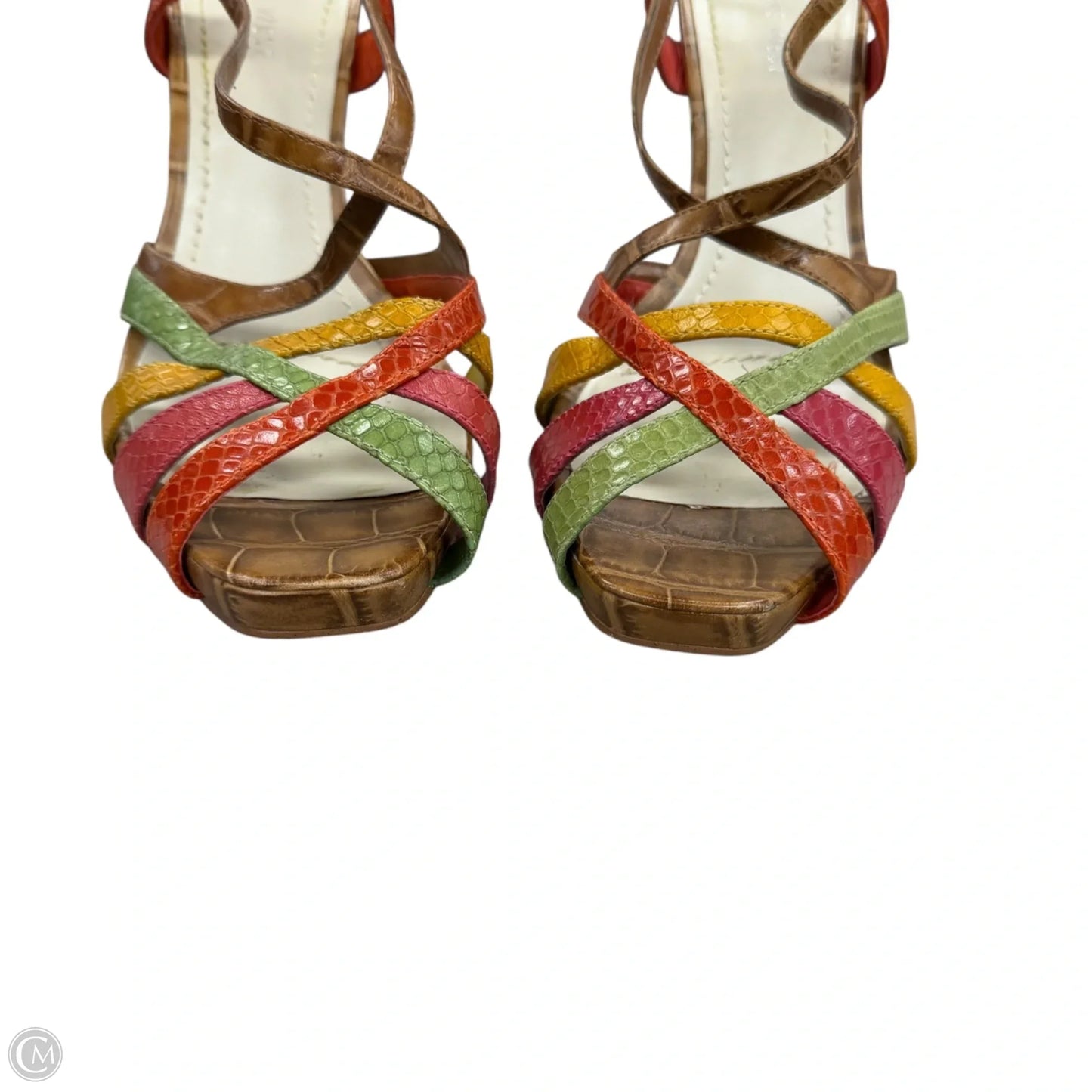 Sandals Heels Stiletto By Nine West In Orange & Tan, Size: 9