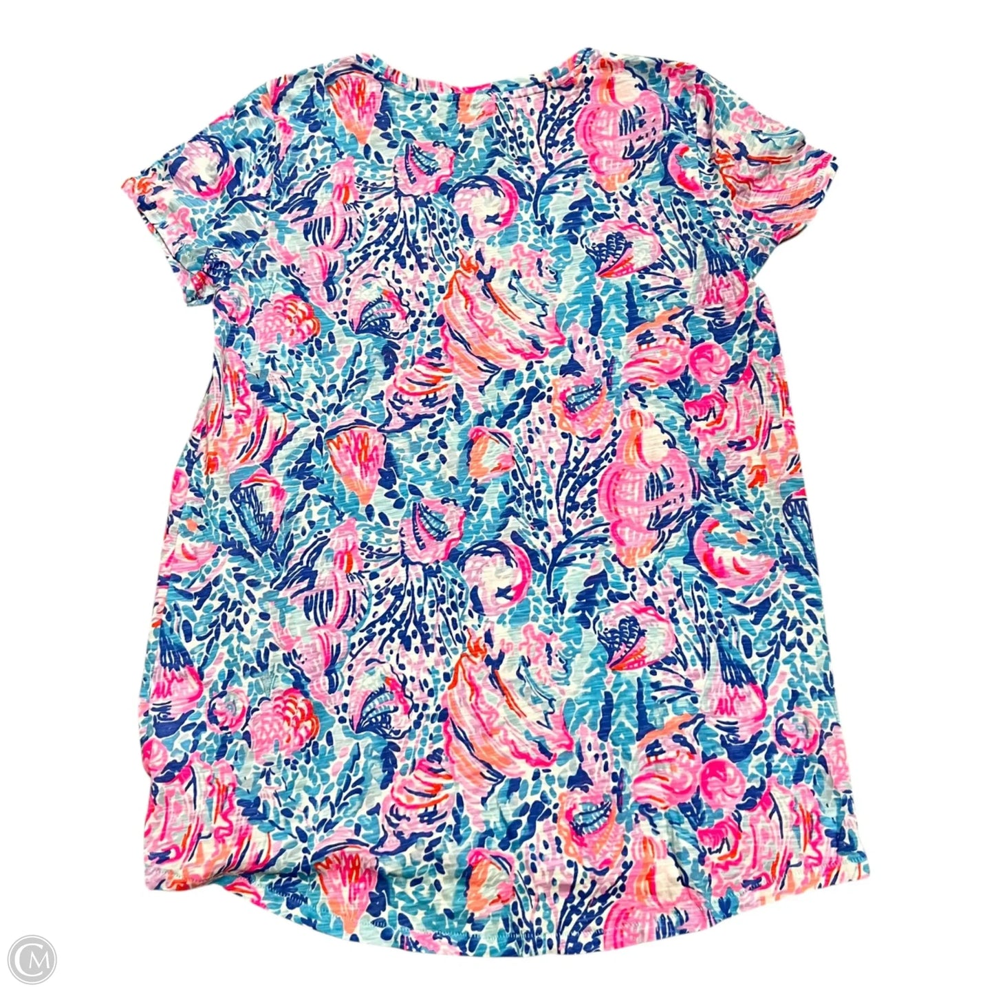 Top Short Sleeve Designer By Lilly Pulitzer In Blue & Pink, Size: Xs