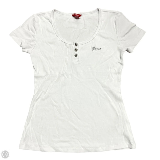 Top Short Sleeve By Guess In White, Size: L