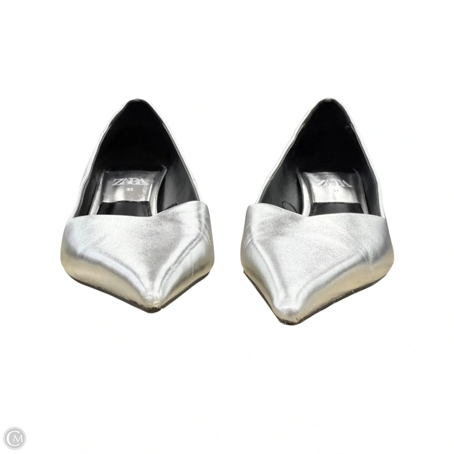 Shoes Heels Kitten By Zara In Silver, Size: 6.5