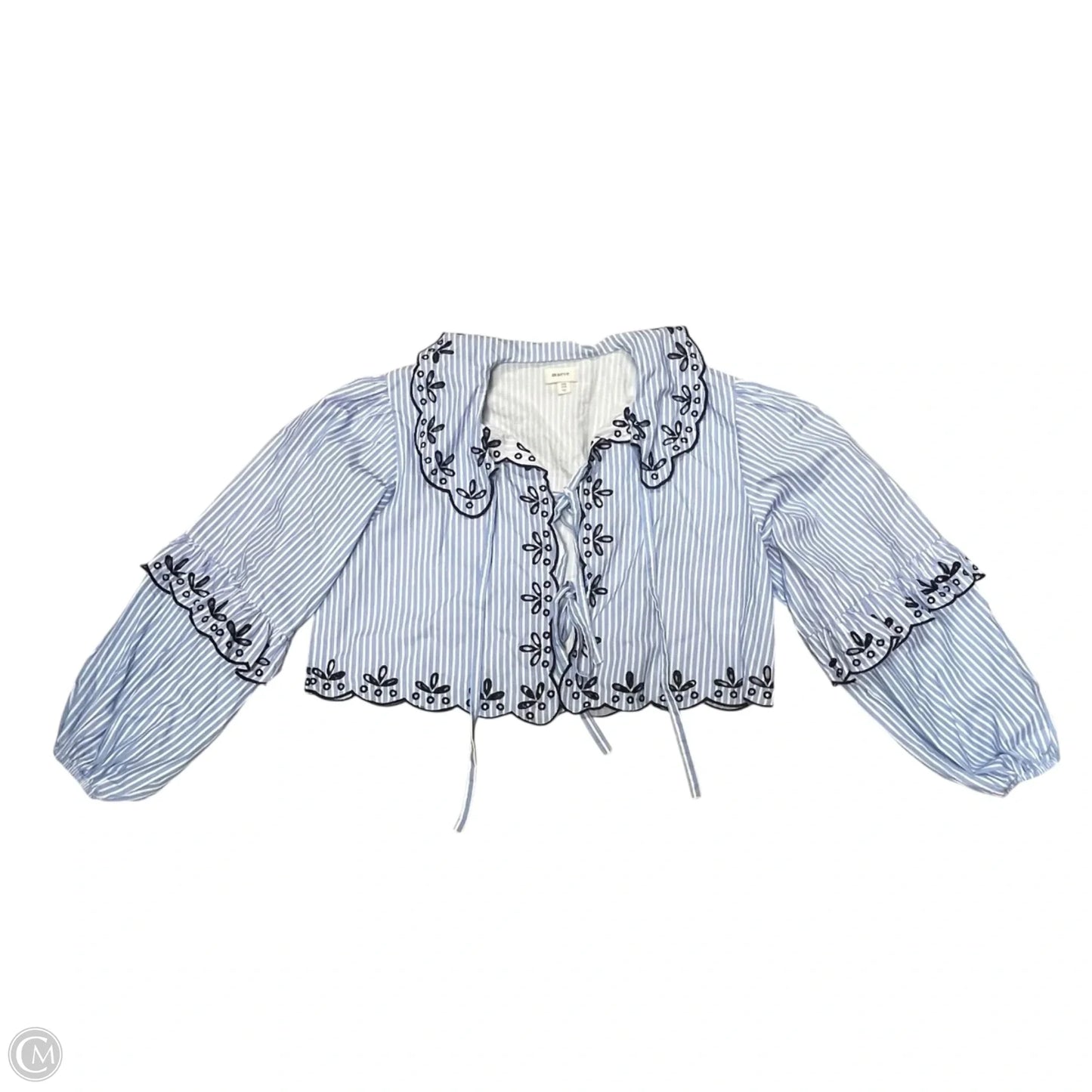 Top Long Sleeve By Maeve In Blue & White, Size: Osfm