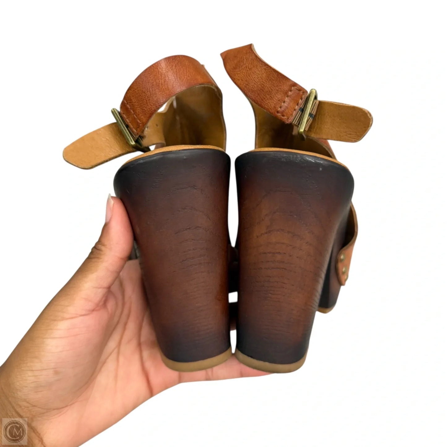 Sandals Heels Block By Korks In Tan, Size: 8