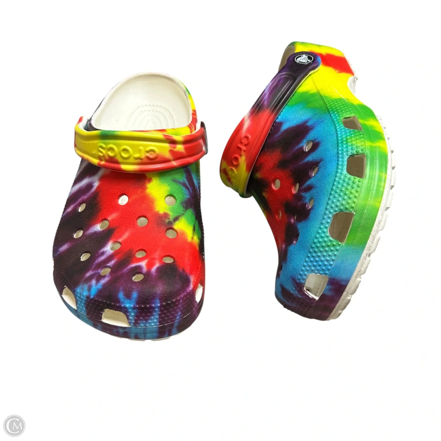 Shoes Flats By Crocs In Rainbow Print, Size: 7