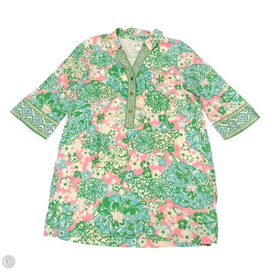 Dress Designer By Lilly Pulitzer In Cream & Green, Size: L