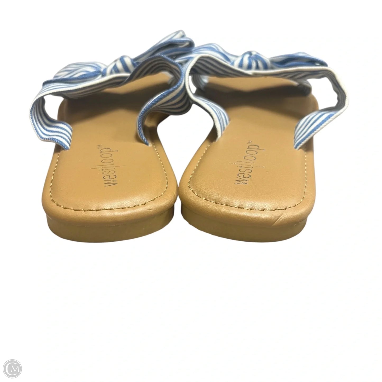 Sandals Flats By West Loop In Blue & White, Size: 5/6