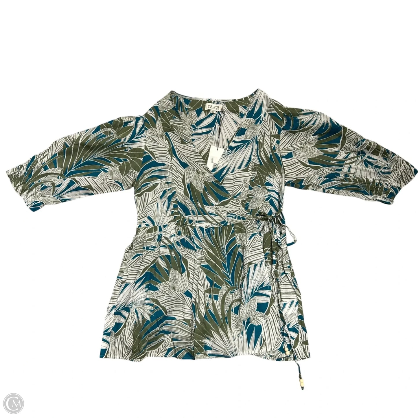 Top 3/4 Sleeve By Molly Bracken In Blue & Green, Size: S