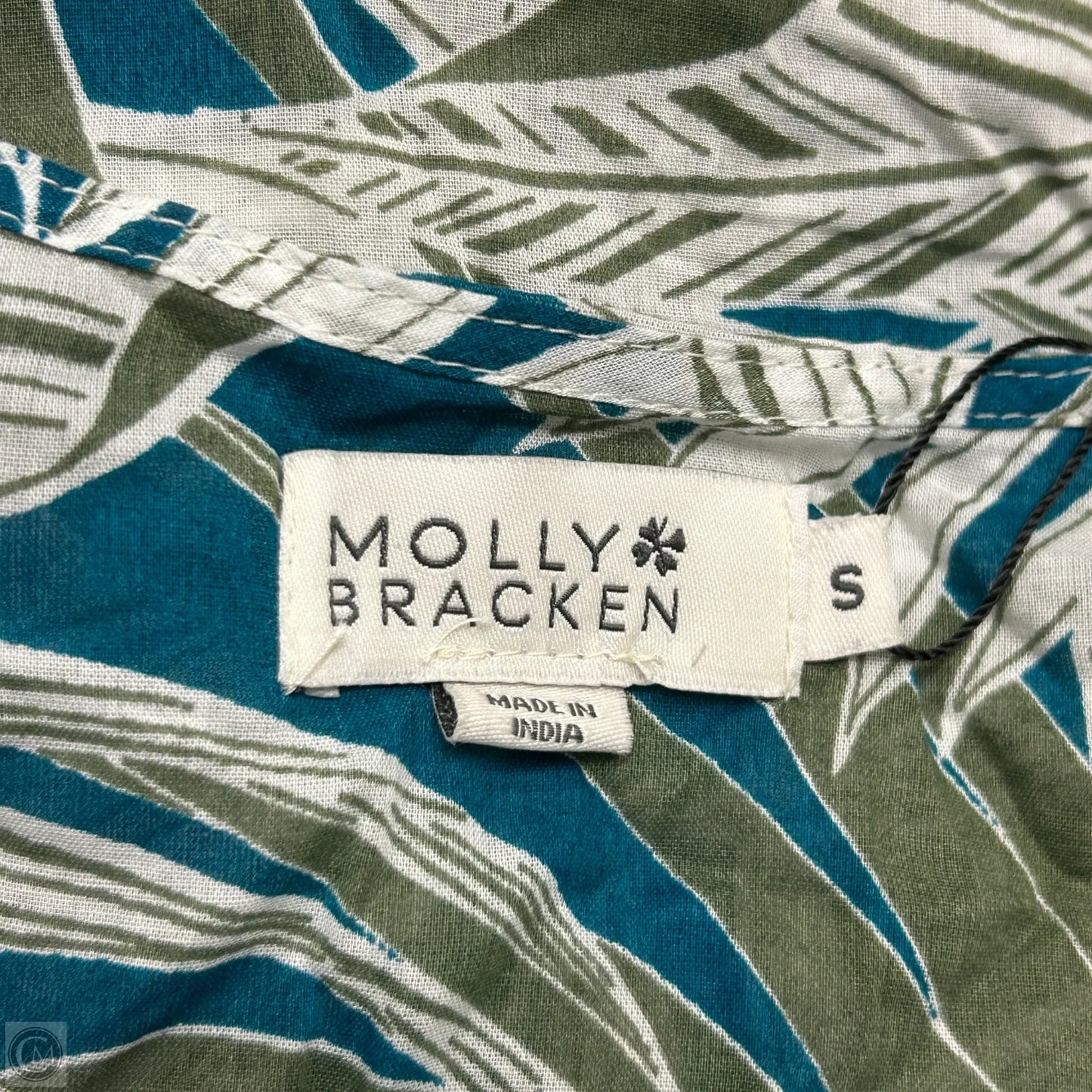 Top 3/4 Sleeve By Molly Bracken In Blue & Green, Size: S