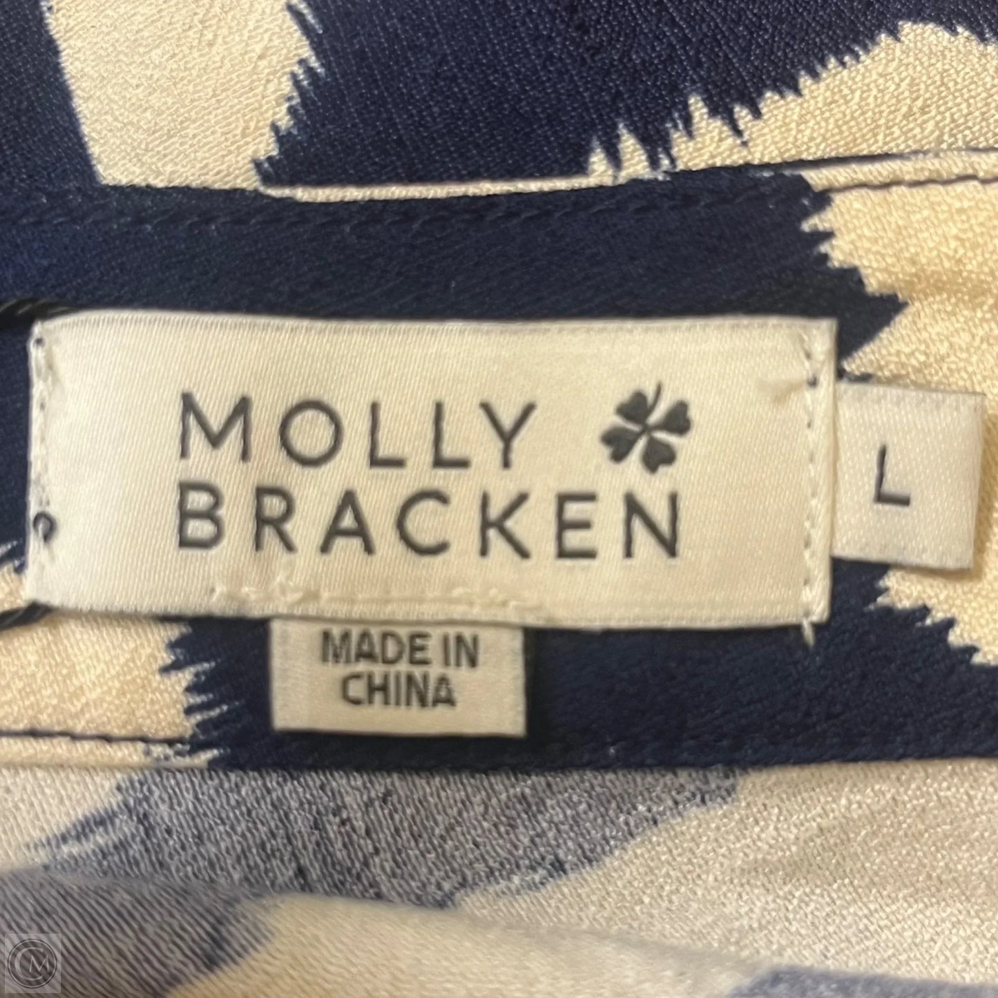 Top Sleeveless By Molly Bracken In Blue & Cream, Size: L