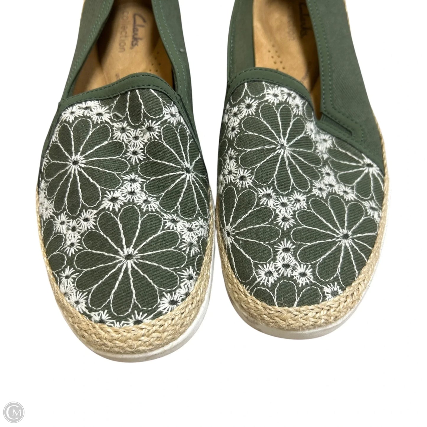 Shoes Flats By Clarks In Green & White, Size: 9