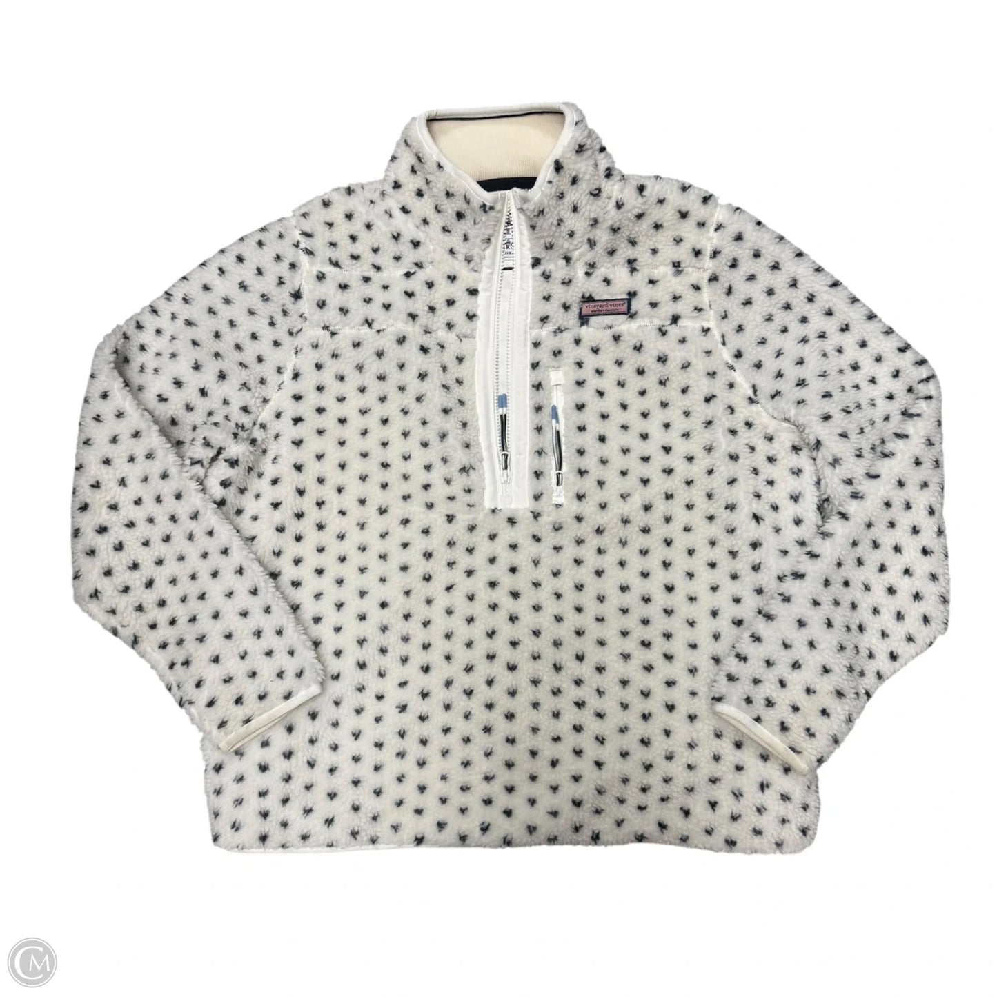 Sweatshirt Collar By Vineyard Vines In Blue & Cream, Size: L