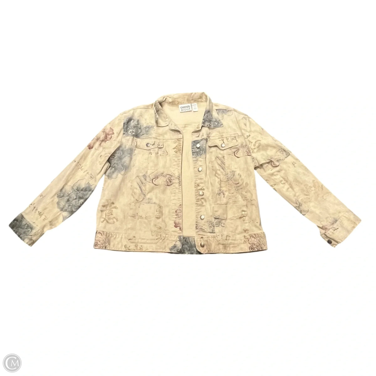 Jacket Denim By Chicos In Tan Denim, Size: L