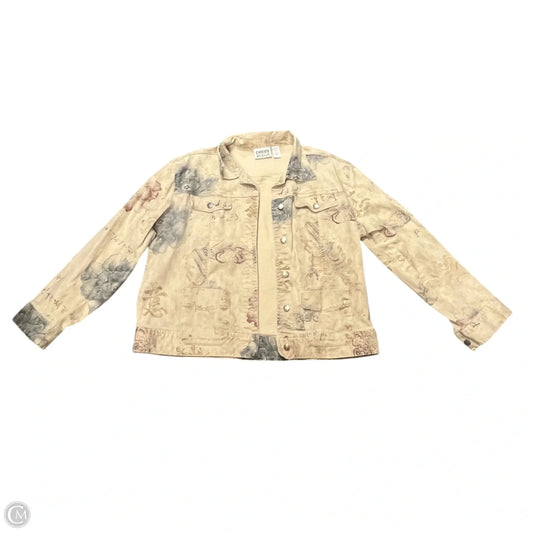 Jacket Denim By Chicos In Tan Denim, Size: L