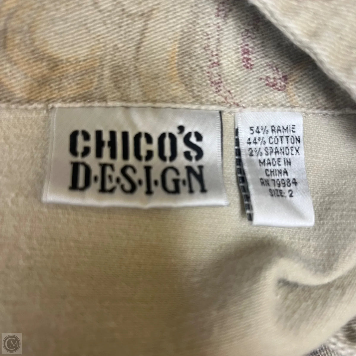 Jacket Denim By Chicos In Tan Denim, Size: L
