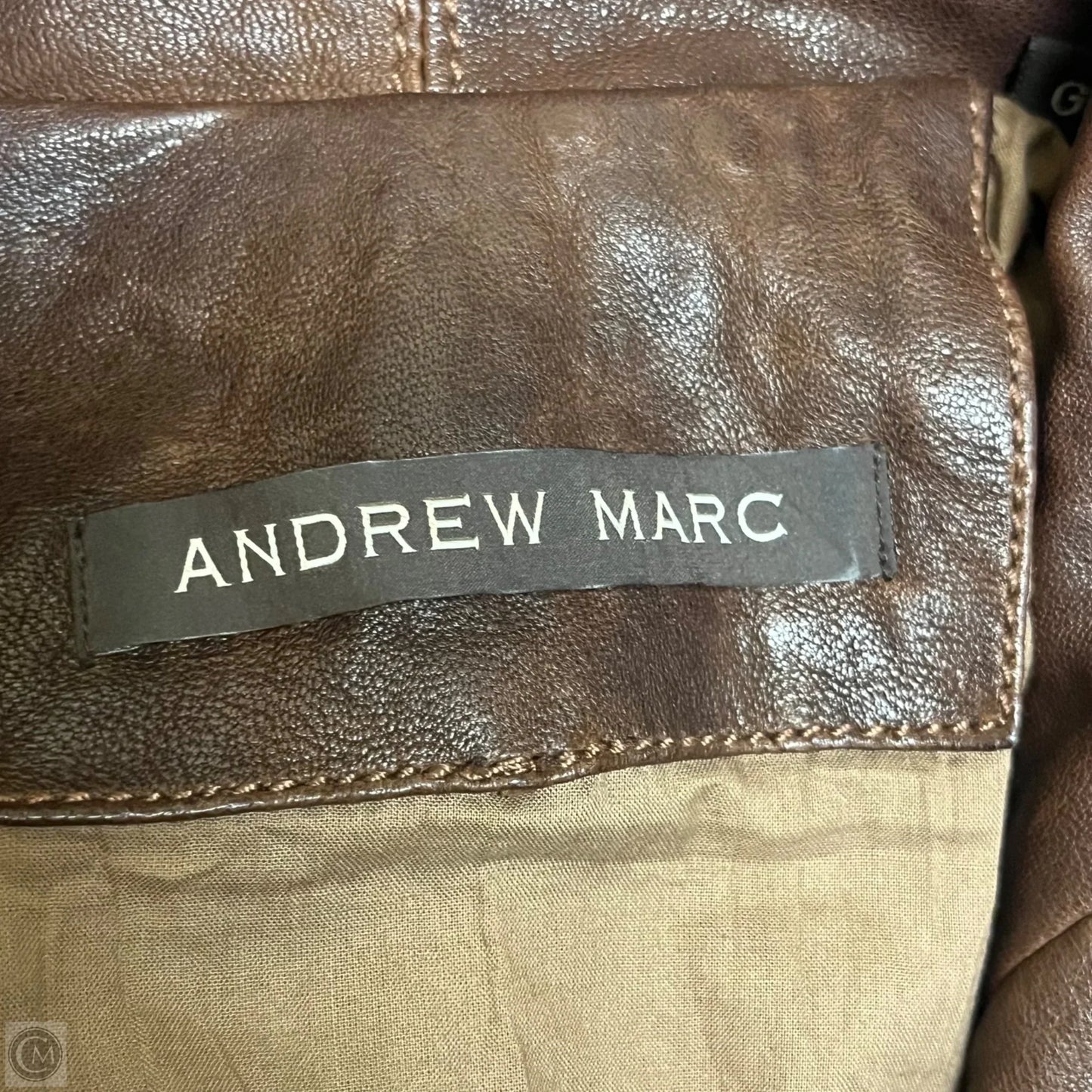 Jacket Leather By Andrew Marc In Brown, Size: L