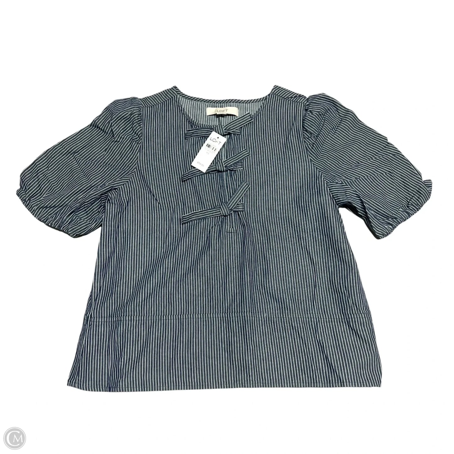 Top Short Sleeve By Loft In Blue & White, Size: Xs