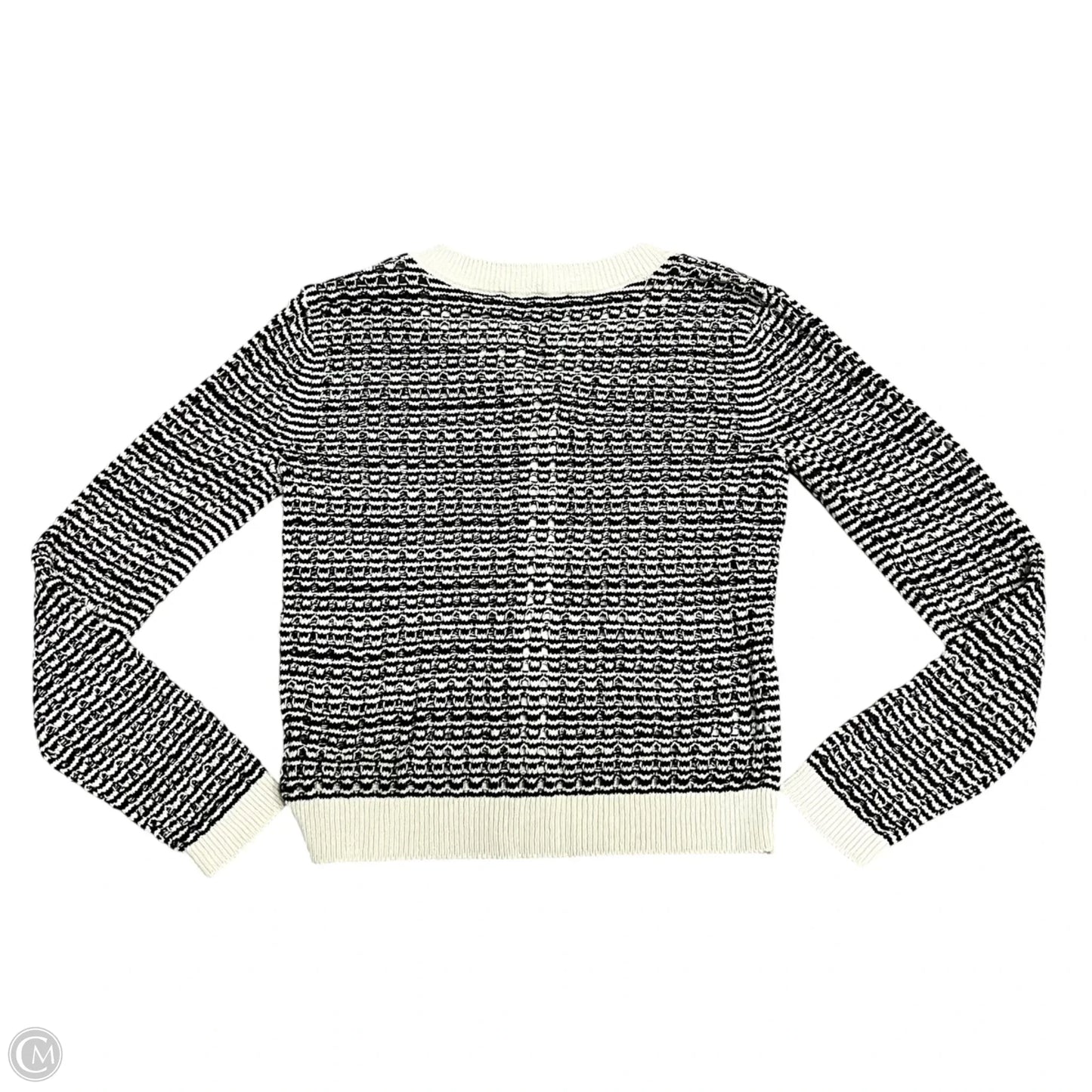 Sweater Cardigan By Loft In Black & Cream, Size: Xs
