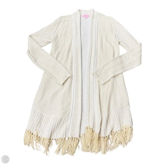Sweater Cardigan Designer By Lilly Pulitzer In Gold & Tan, Size: S