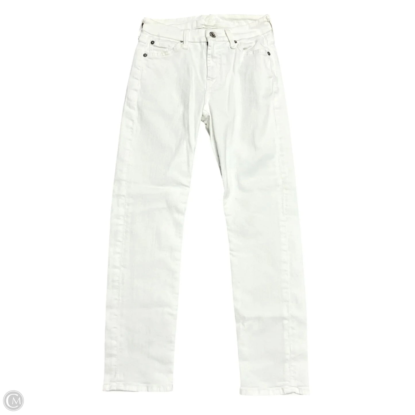 Jeans Skinny By 7 For All Mankind In Cream Denim, Size: 0