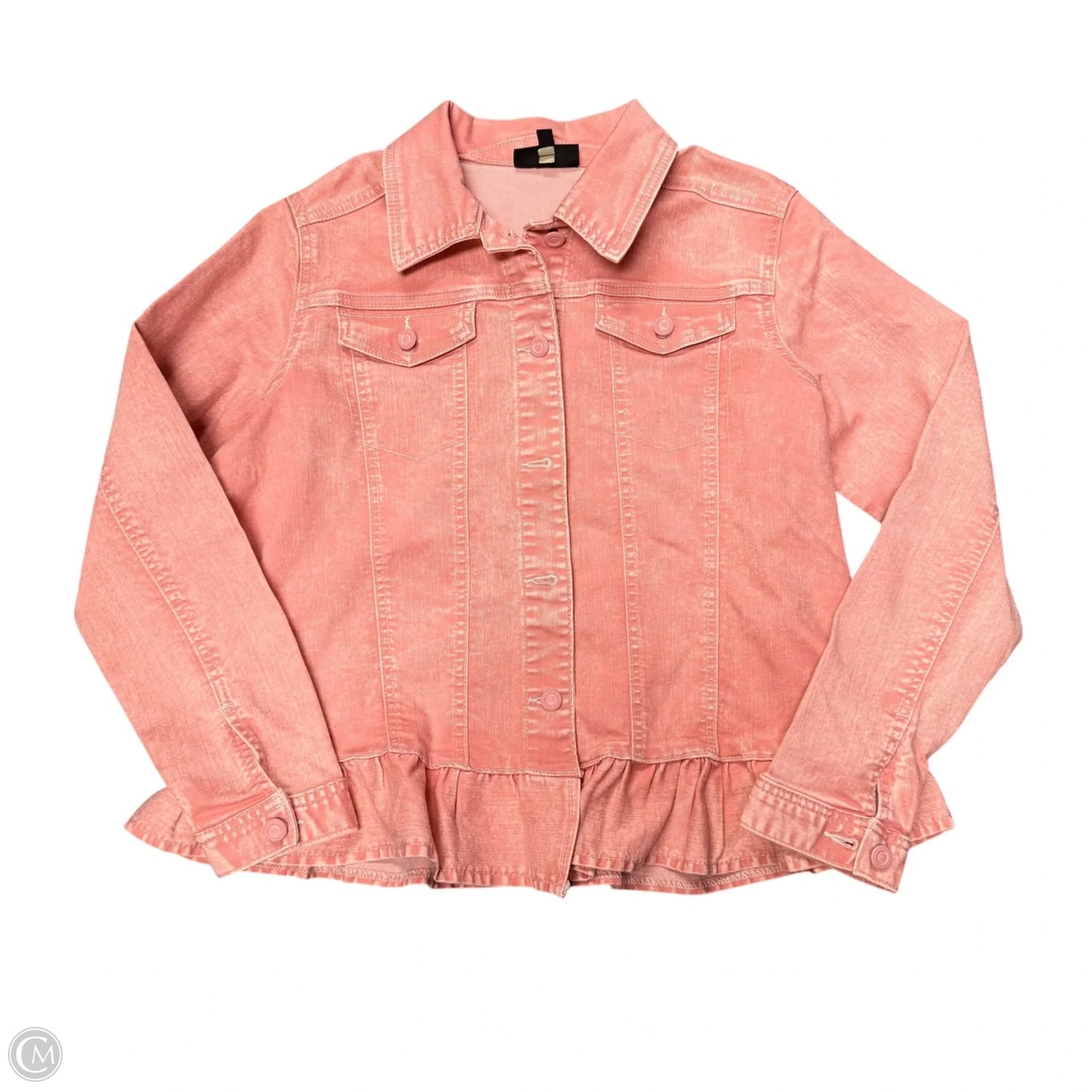 Jacket Denim By Dg2 In Pink Denim, Size: L