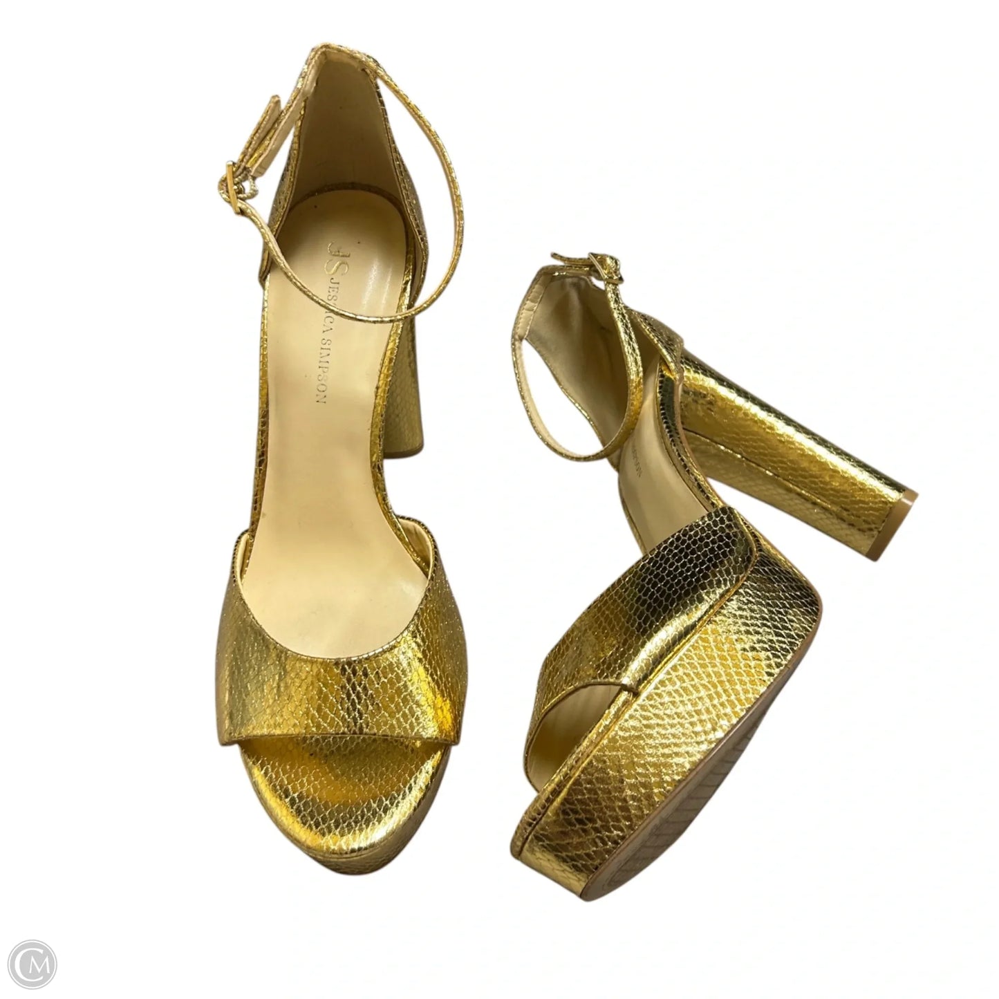 Sandals Heels Block By Jessica Simpson In Gold, Size: 10