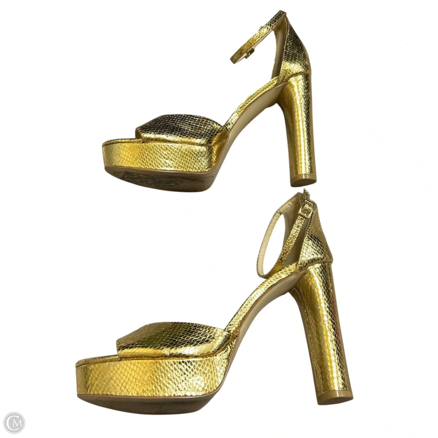 Sandals Heels Block By Jessica Simpson In Gold, Size: 10
