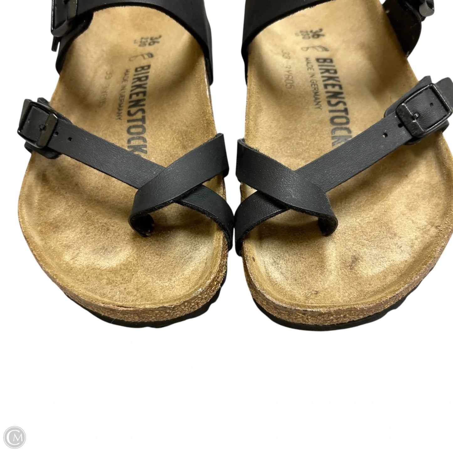 Sandals Flats By Birkenstock In Black, Size: 5.5