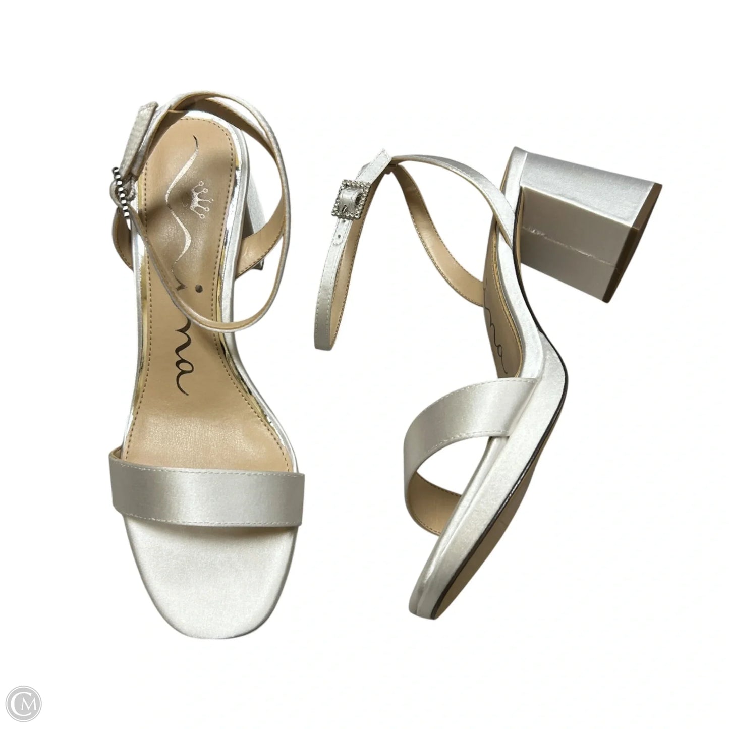 Sandals Heels Block By Nina In White, Size: 7.5