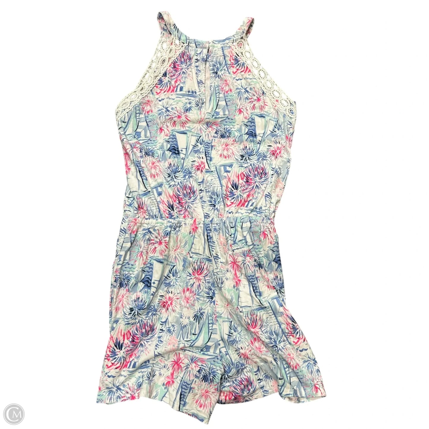 Romper Designer By Lilly Pulitzer In Blue & Pink, Size: S