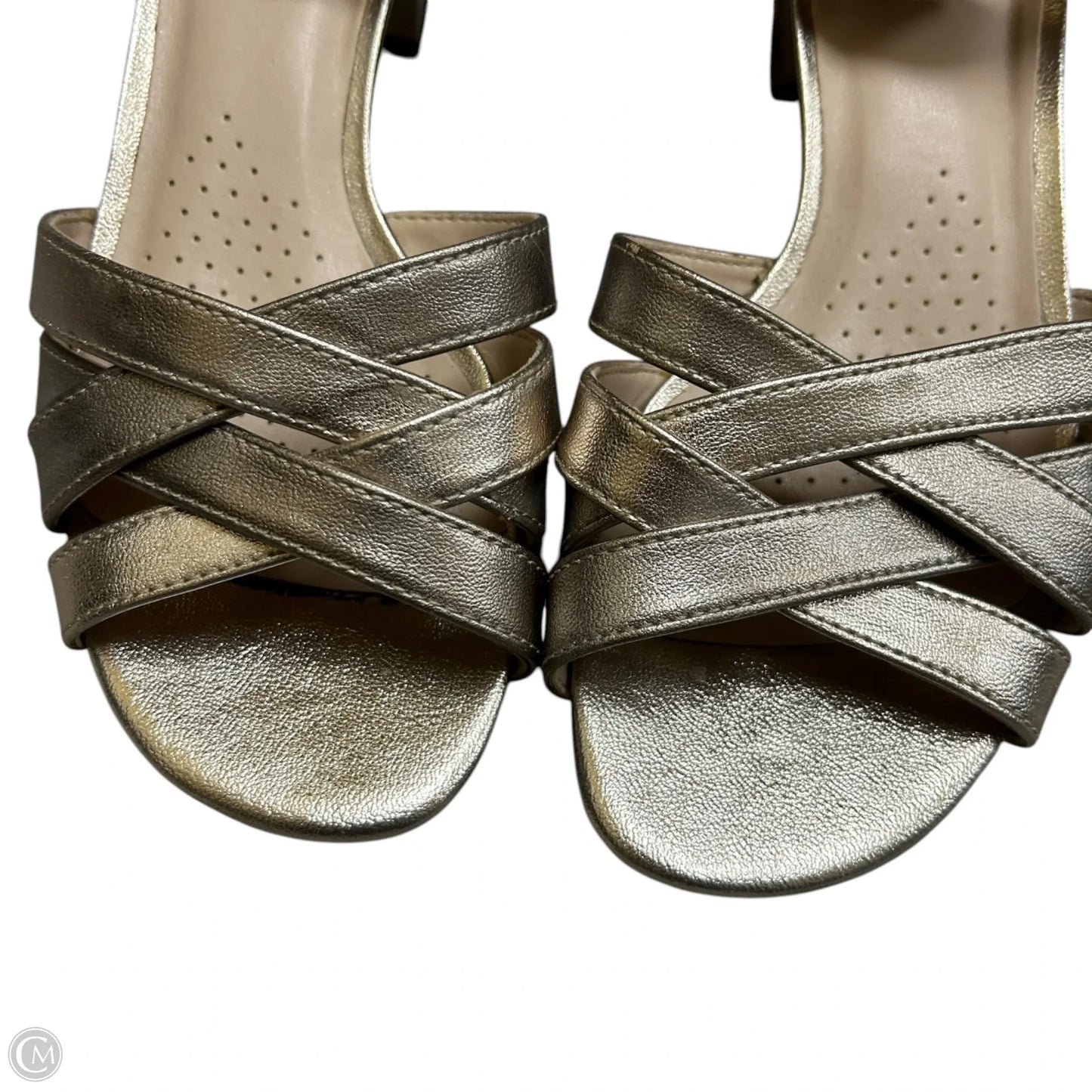 Sandals Heels Block By Clarks In Gold, Size: 7