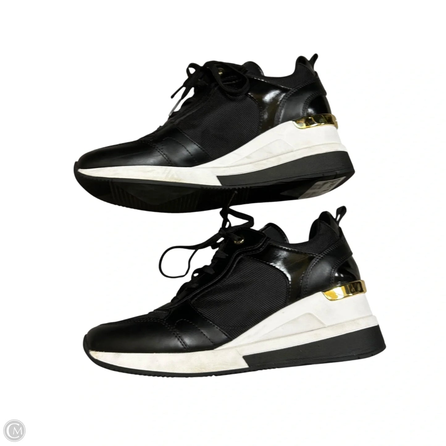 Shoes Sneakers By Michael By Michael Kors In Black & Gold, Size: 9