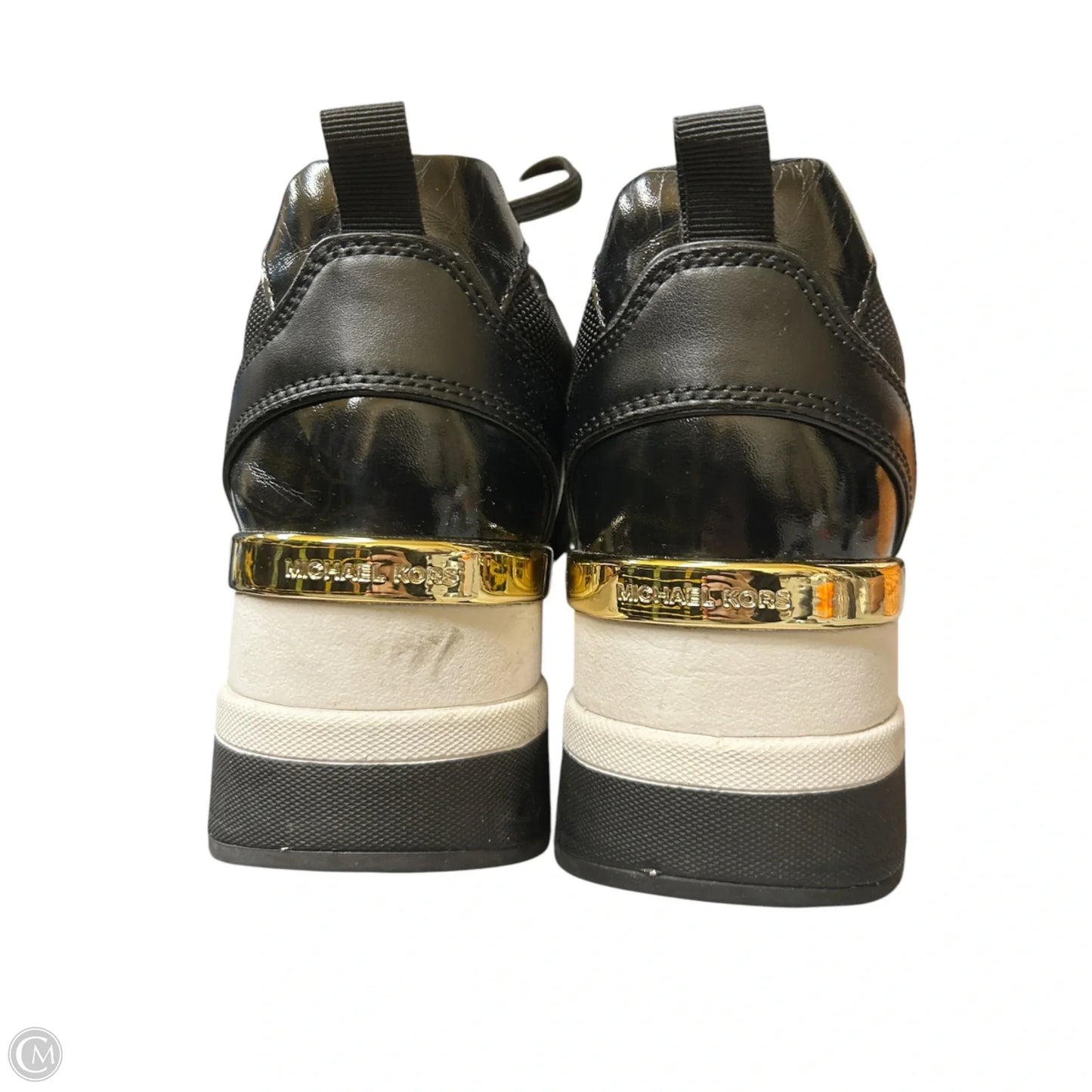 Shoes Sneakers By Michael By Michael Kors In Black & Gold, Size: 9