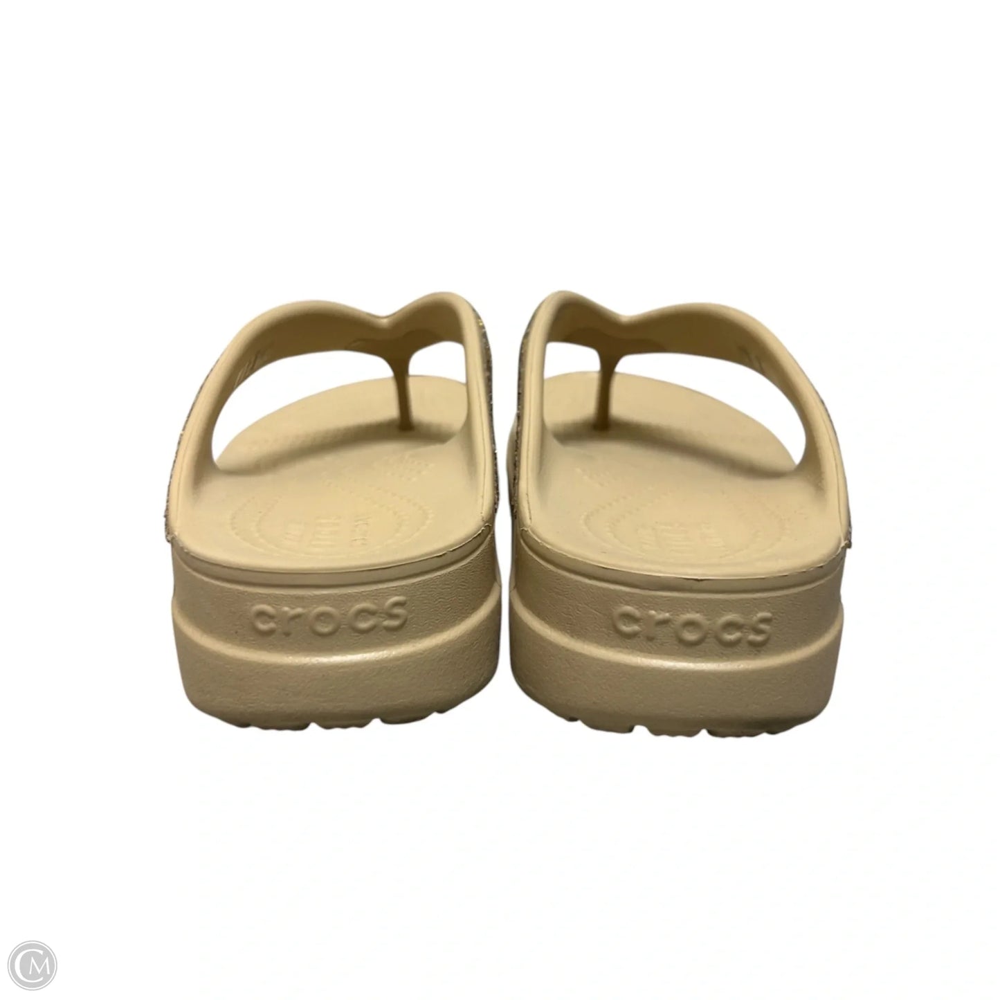 Sandals Heels Wedge By Crocs In Gold & Tan, Size: 7