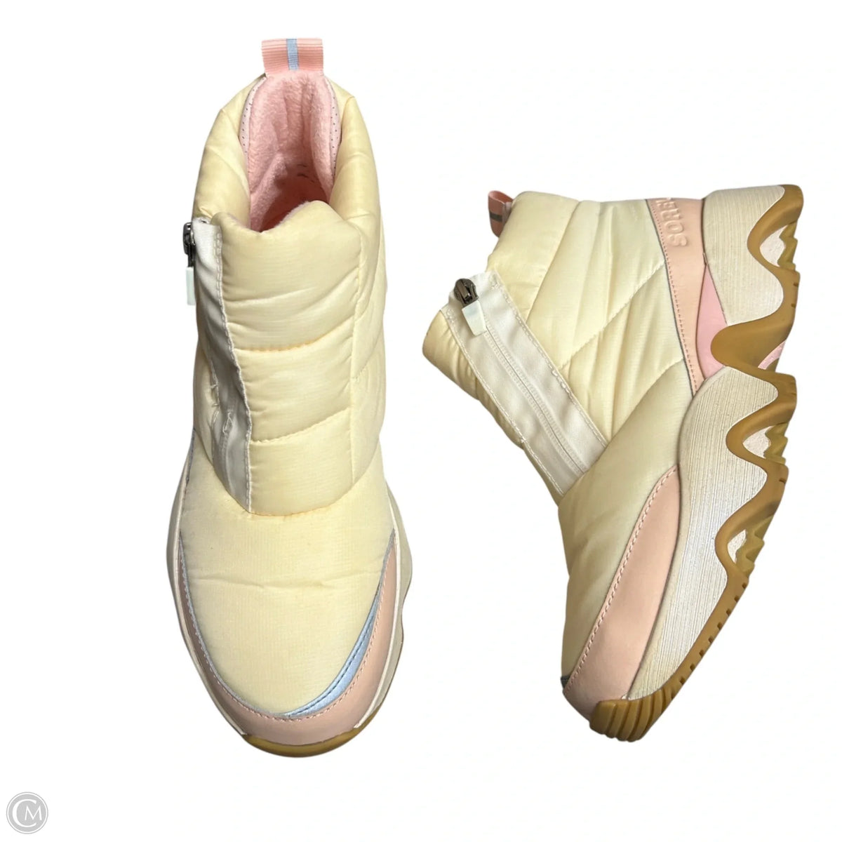 Boots Snow By Sorel In Pink & Yellow, Size: 9