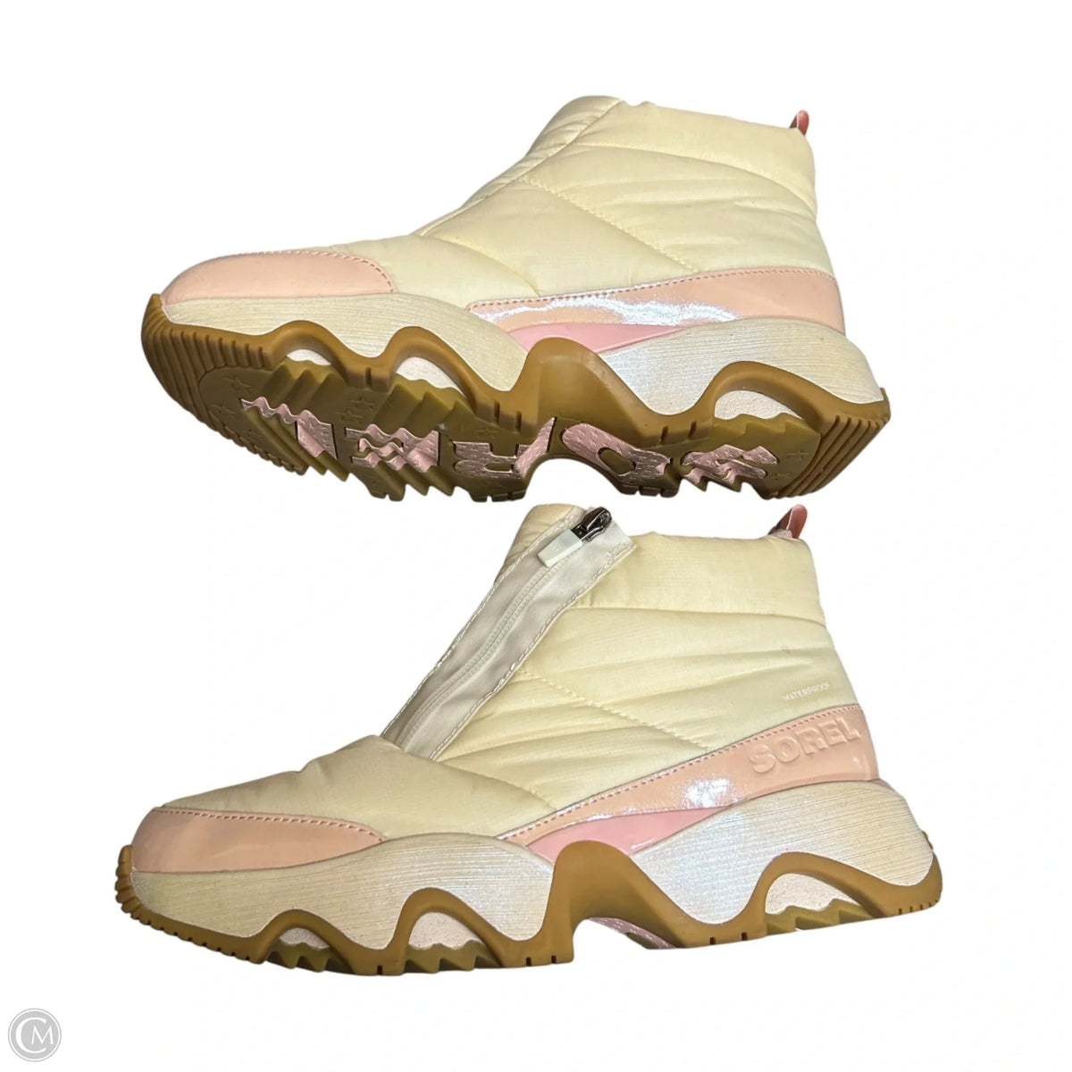 Boots Snow By Sorel In Pink & Yellow, Size: 9