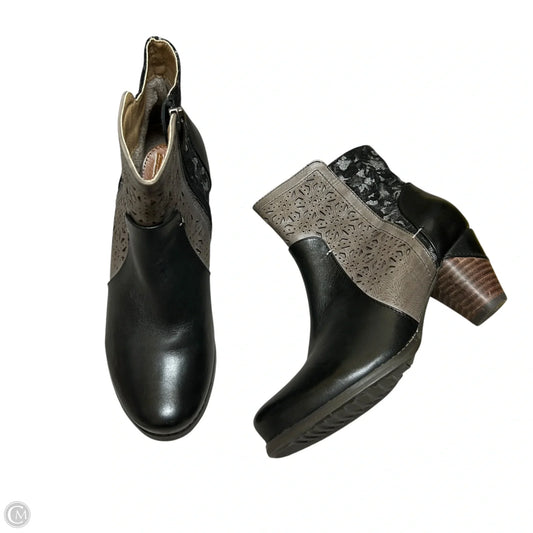 Boots Ankle Heels By Spring Step In Black & Grey, Size: 5.5