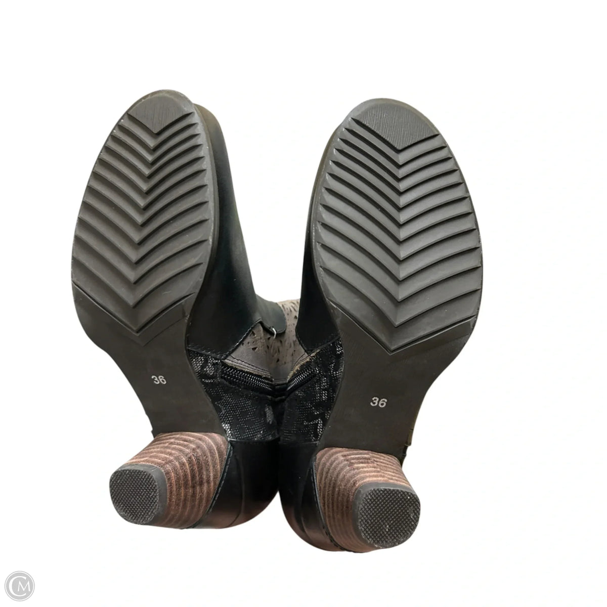 Boots Ankle Heels By Spring Step In Black & Grey, Size: 5.5