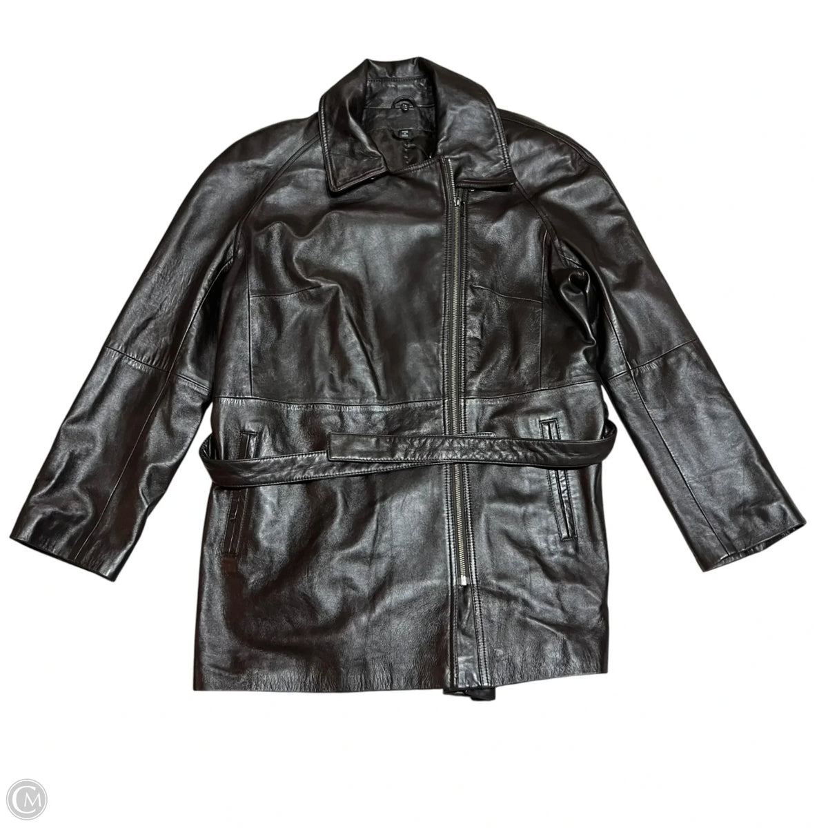 Coat Leather In Brown, Size: L