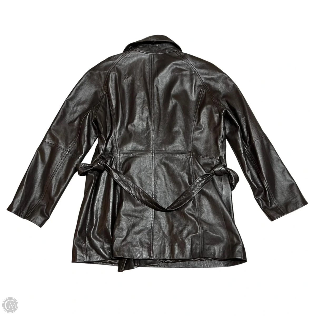 Coat Leather In Brown, Size: L